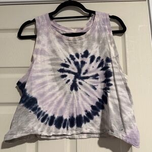 Lucky Brand Cropped Tie-Dye Tank Top - Purple and Blue